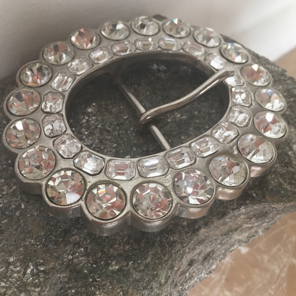 Vintage Glass Rhinestone Belt Buckle!